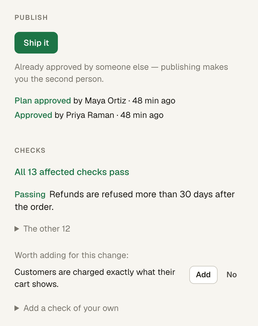 Publish and checks: every affected check passes